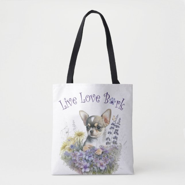 Tote Bag Chihuahua Chien Maman Florale (Devant)
