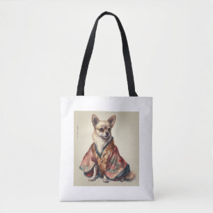 Tote Bag Chihuahua Chig En Japonais Kimono Robe Illustratio