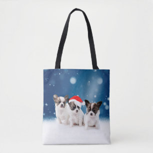 Tote Bag Chihuahua Chiuppies mignonnes avec Noël du Père No