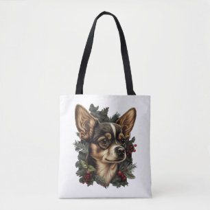 Tote Bag Chihuahua Joyeux Noël Joyeux Noël Joyeux sapin mig