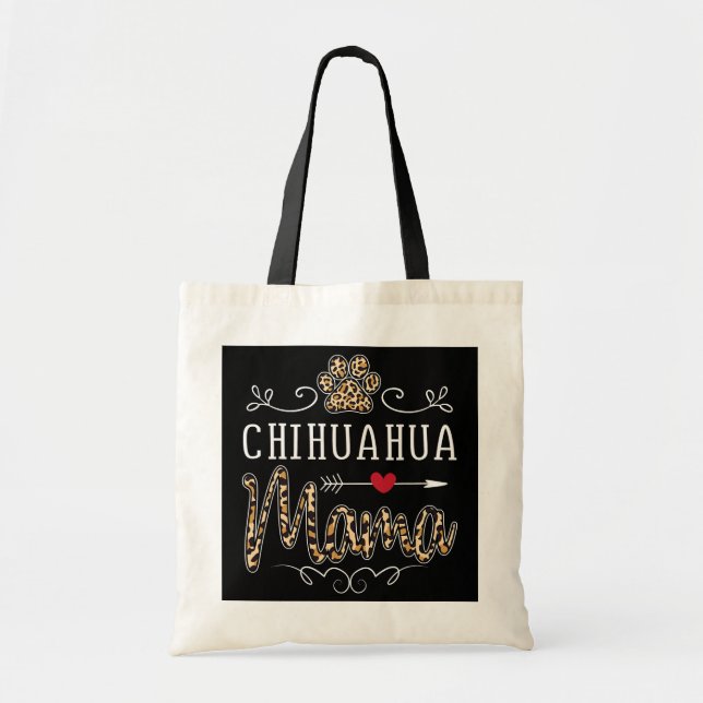 Tote Bag Chihuahua Mama Empreinte de léopard Funny Chien Ma (Devant)