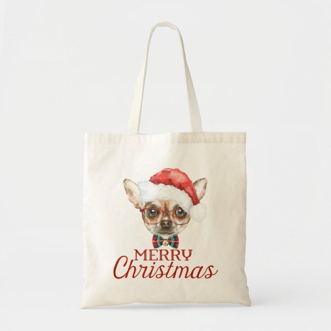 Tote Bag Chihuahua Noël Fourre-tout (Devant)