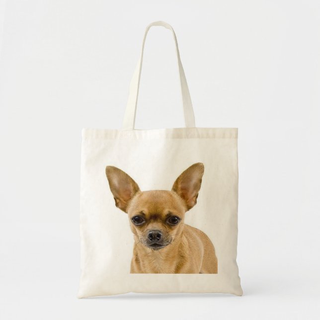 Tote Bag Chihuahua Tan Et Chien Chiot Blanc (Devant)