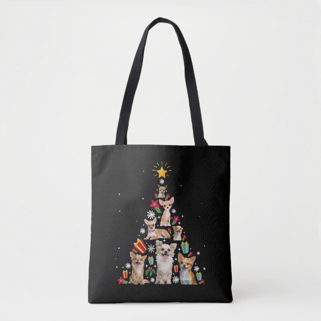 Tote Bag chihuahuahumas christmas tree xmas vend (Devant)