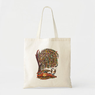 Tote Bag Children Playing Bats Halloween Watercolor
