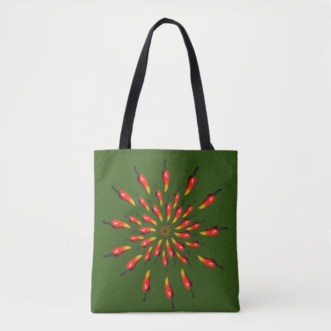 Tote Bag Chili Peppers Mandala Art (Devant)