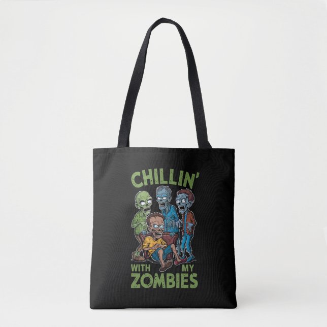 Tote Bag Chillin Avec Mes Zombies Halloween Garçons Enfants (Devant)
