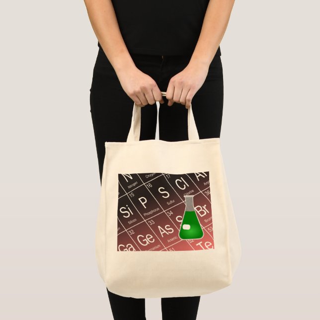 Tote Bag Chimie de la fiole à Erlenmeyer vert (conique) (Devant (produit))