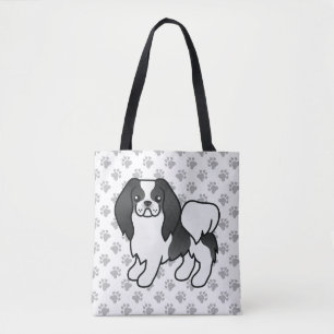 Tote Bag Chin Japonais Noir Et Blanc Dessin Animé De Chien