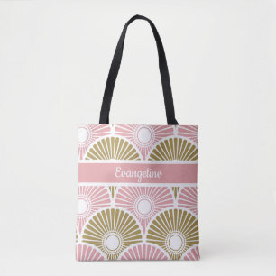 Tote Bag chinois rose et laiton Semi-cercle Motif vague