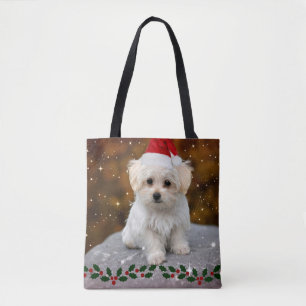 Tote Bag Chiot de Noël maltais