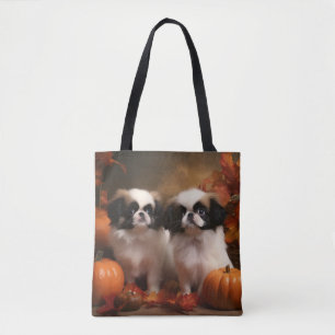 Tote Bag Chiot japonais Chiot Automne Citrouille délice