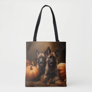 Tote Bag Chiots Berger Belge Délice d'Automne Citrouille
