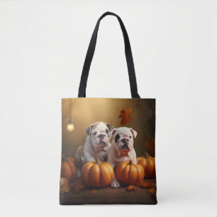 Tote Bag Chiots Bouledogue Automne Délice Citrouille