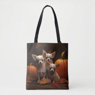 Tote Bag Chiots Chihuahua Délice d'Automne Citrouille