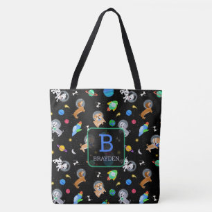 Tote Bag Chiots Dans L'espace Aquarelle Chiens Astronautes