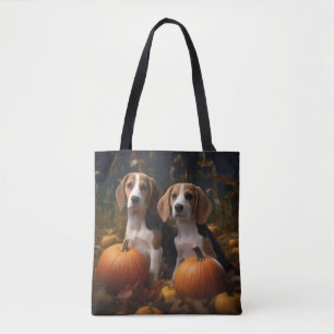 Tote Bag Chiots Foxhound Anglais Américain Délice d'Automne