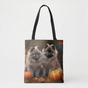 Tote Bag Chiots Keeshond Délice d'Automne Citrouille