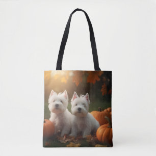 Tote Bag Chiots Terrier West Highland White Pumpkin d'Autom