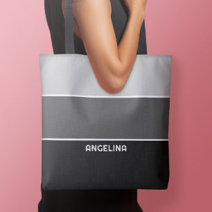 Tote Bag Chips de peinture gris noir Bloc de couleur avec n