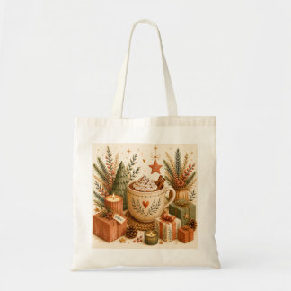 Tote Bag Chocolat Chaud Botanique Noël Cosy