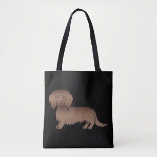 Tote Bag Chocolat Long Cheveux Dachshund Dessin Chien Sur N