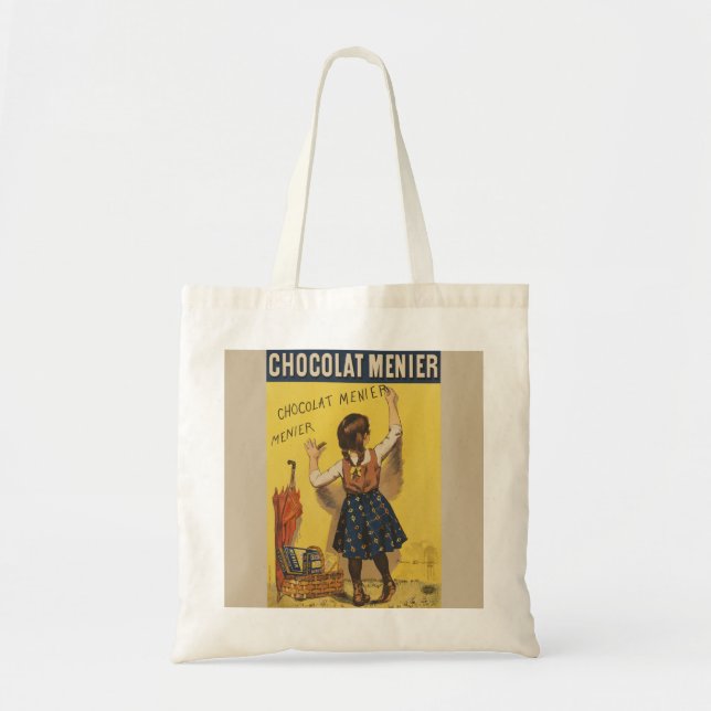 Tote Bag Chocolat Menier Petite fille Mur écriture (Devant)