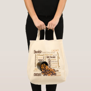 Tote Bag Chocolate Bits and Almonds Close Up Photograph