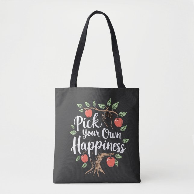 Tote Bag Choisissez votre propre bonheur Pomme saison de cu (Devant)