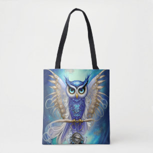 Tote Bag Chouette à vapeur bleue