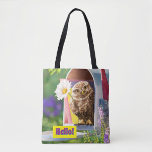 Tote Bag Chouette avec fleurs dans la boîte aux lettres