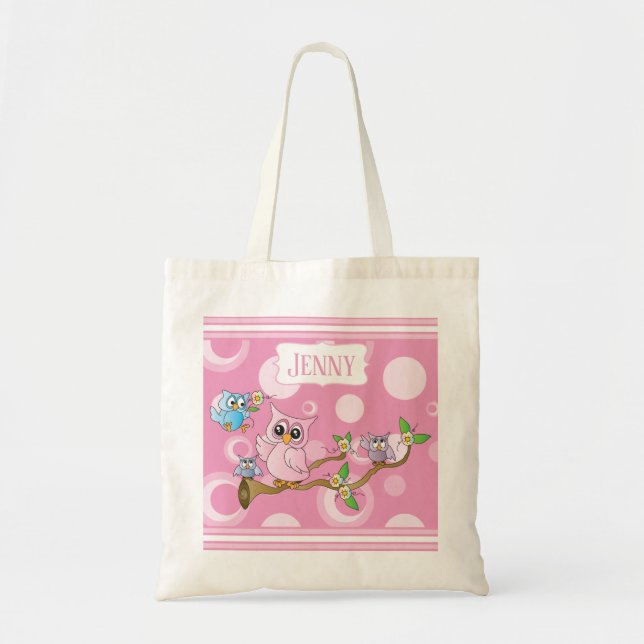 Tote Bag Chouette 🦉 bébé rose (Devant)
