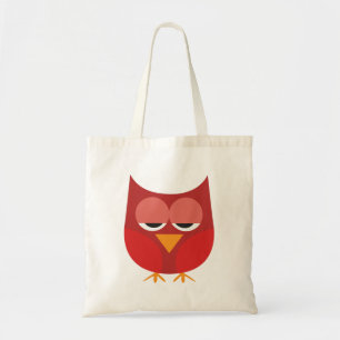 Tote Bag Chouette Cartoon Rouge Et Jaune