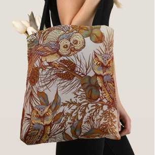 Tote Bag Chouette d'automne chute vintage