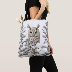Tote Bag Chouette en neige