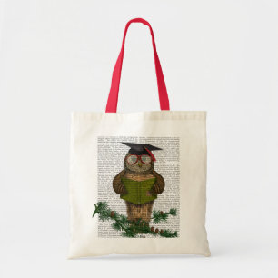 Tote Bag Chouette Lecture Sur Branche