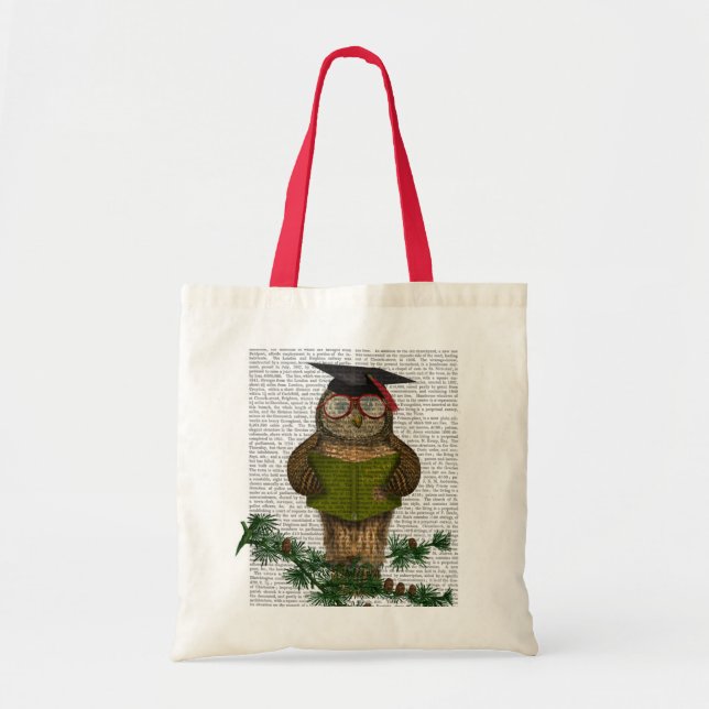 Tote Bag Chouette Lecture Sur Branche (Devant)