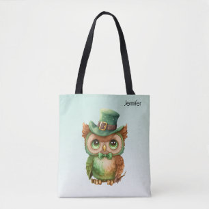 Tote Bag Chouette mignonne dans un chapeau vert