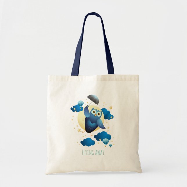 Tote Bag Chouette mignonne volant avec parapluie (Devant)