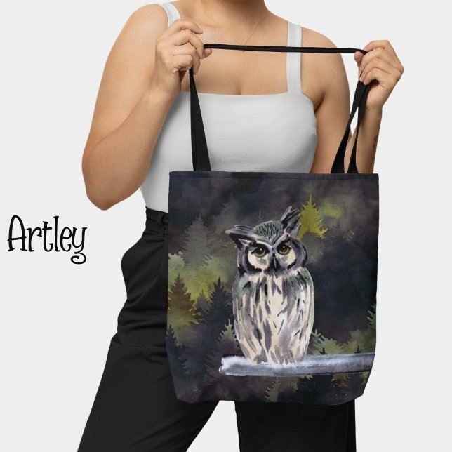 Tote Bag Chouette neige de la forêt blanc pourpre (Créateur téléchargé)