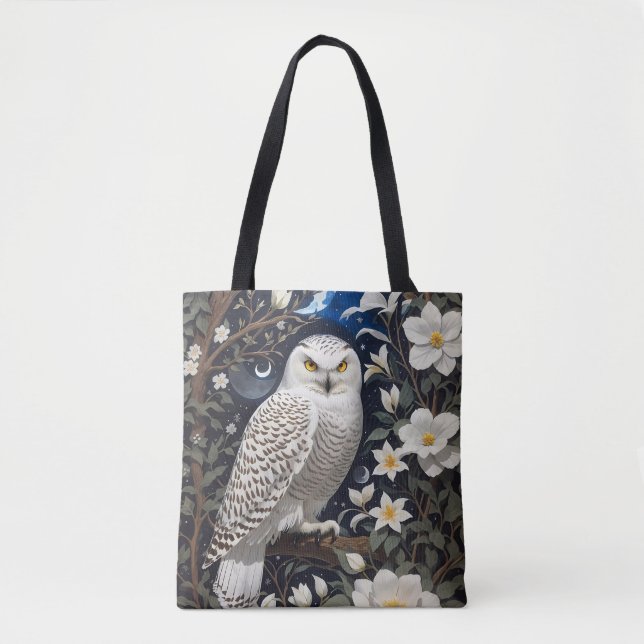 Tote Bag Chouette neigeuse Moonlight Moonflowers (Devant)