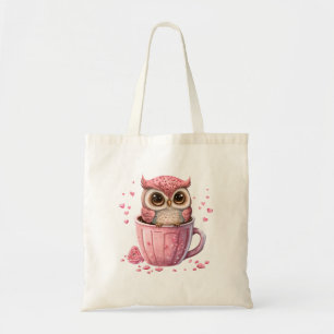 Tote Bag Chouette rose mignonne en coupe