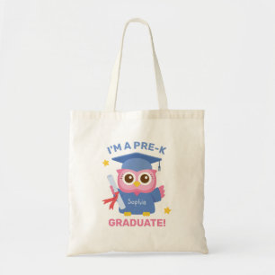 Tote Bag Chouette rose mignonne, je suis un pré-K Graduate,