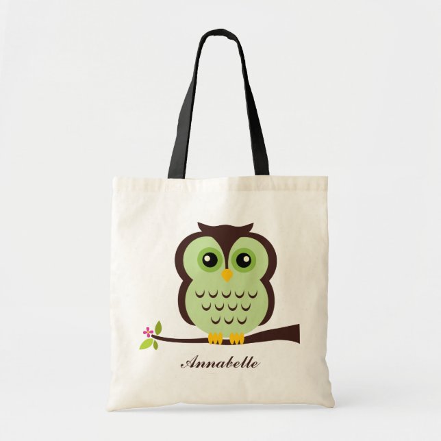 Tote Bag Chouette verte (Devant)