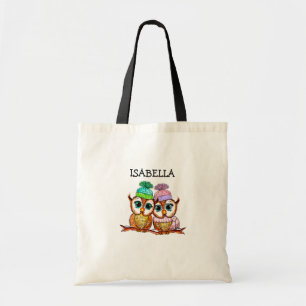 Tote Bag Chouettes d'aquarelle Whimsical personnalisées