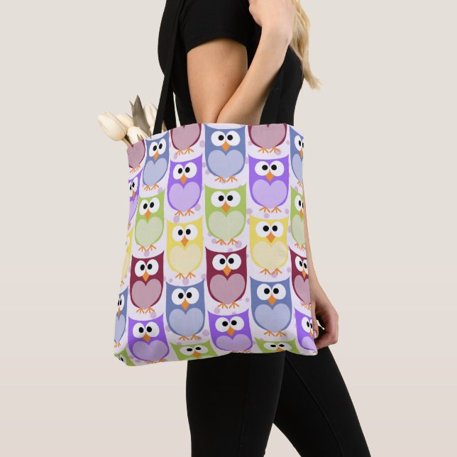 Tote Bag Chouettes mignonnes, Chouette Motif, Chouettes pou (De près)