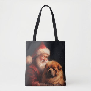 Tote Bag Chow Chow avec Noël Festif du Père Noël