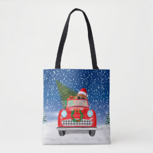 Tote Bag Chow Chow Chien Conduisant Voiture En Neige