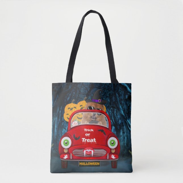 Tote Bag Chow Chow Chig Conduire voiture effrayant Hallowee (Devant)