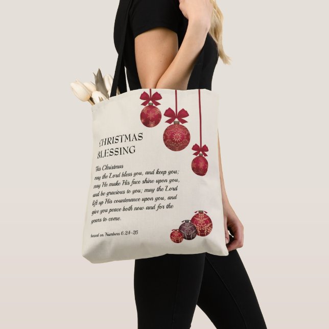 Tote Bag chrétien | QUE LE SEIGNEUR VOUS BÉNISSE | Noël (De près)